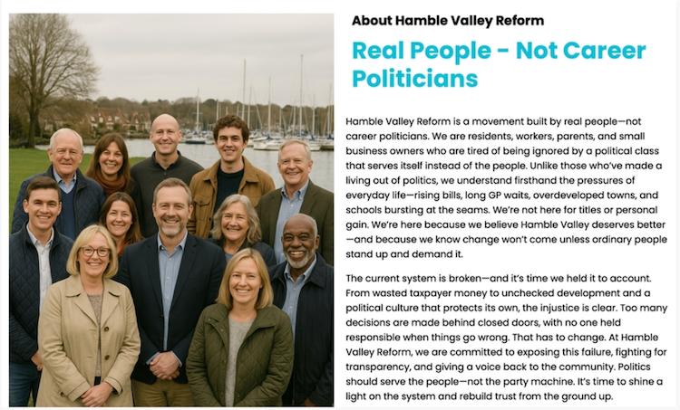 Screenshot of Reform UK local website